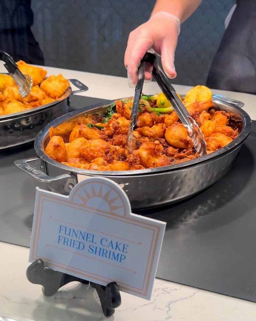 A photo of funnel cake fried shrimp at a Cedar Point restaurant